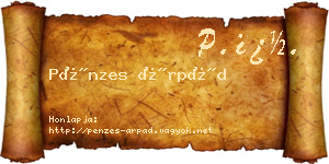 Pénzes Árpád névjegykártya