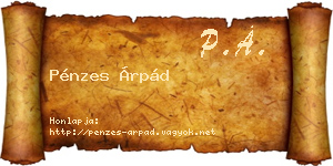 Pénzes Árpád névjegykártya